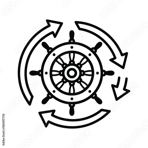 Ship wheel turning in circular motion