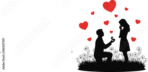 Romantic proposal scene with heartfelt gesturePrint