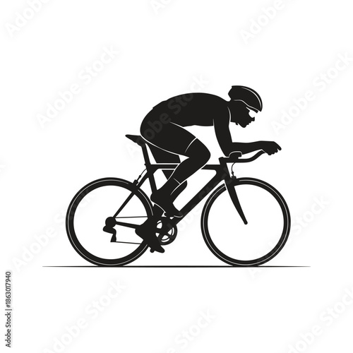 Cyclist riding a bicycle in silhouette