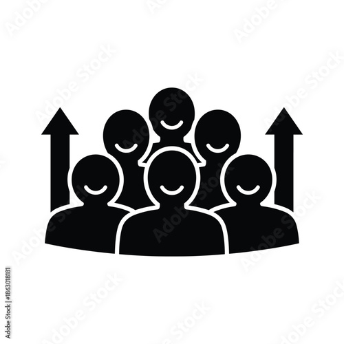 Group of people with upward arrows indicating growth