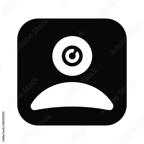 Simple black and white icon with a smiling face