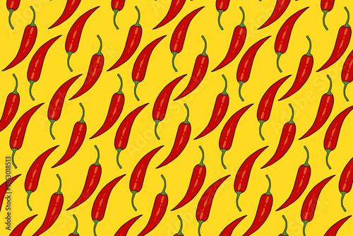 Spicy Red Chili Pepper Pattern Illustration for Food Packaging Design
