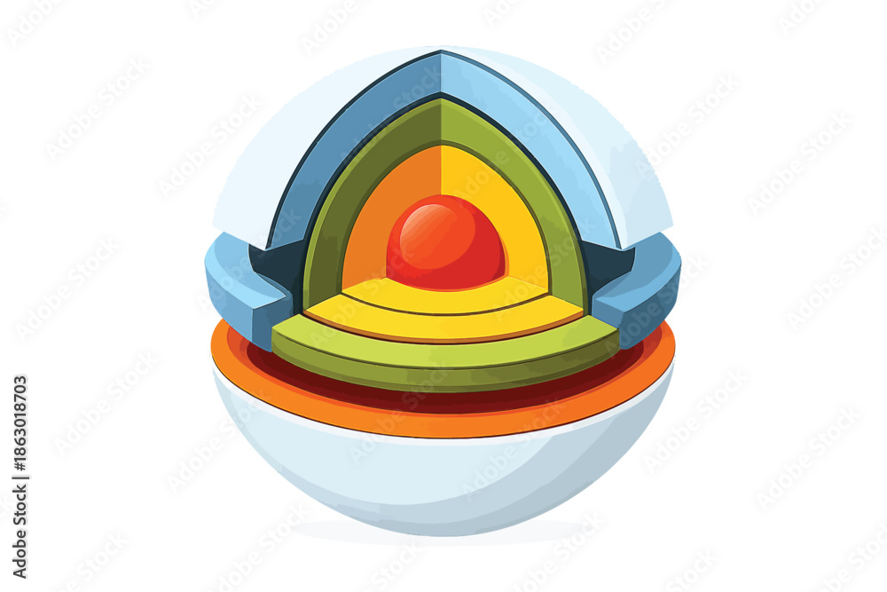 Fototapeta premium Cutaway Abstract Sphere with Segmented Internal Layers
