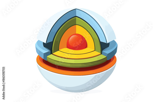 Cutaway Abstract Sphere with Segmented Internal Layers