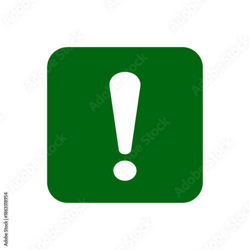 緑の四角に白い感嘆符が描かれた警告と注意喚起のアイコン