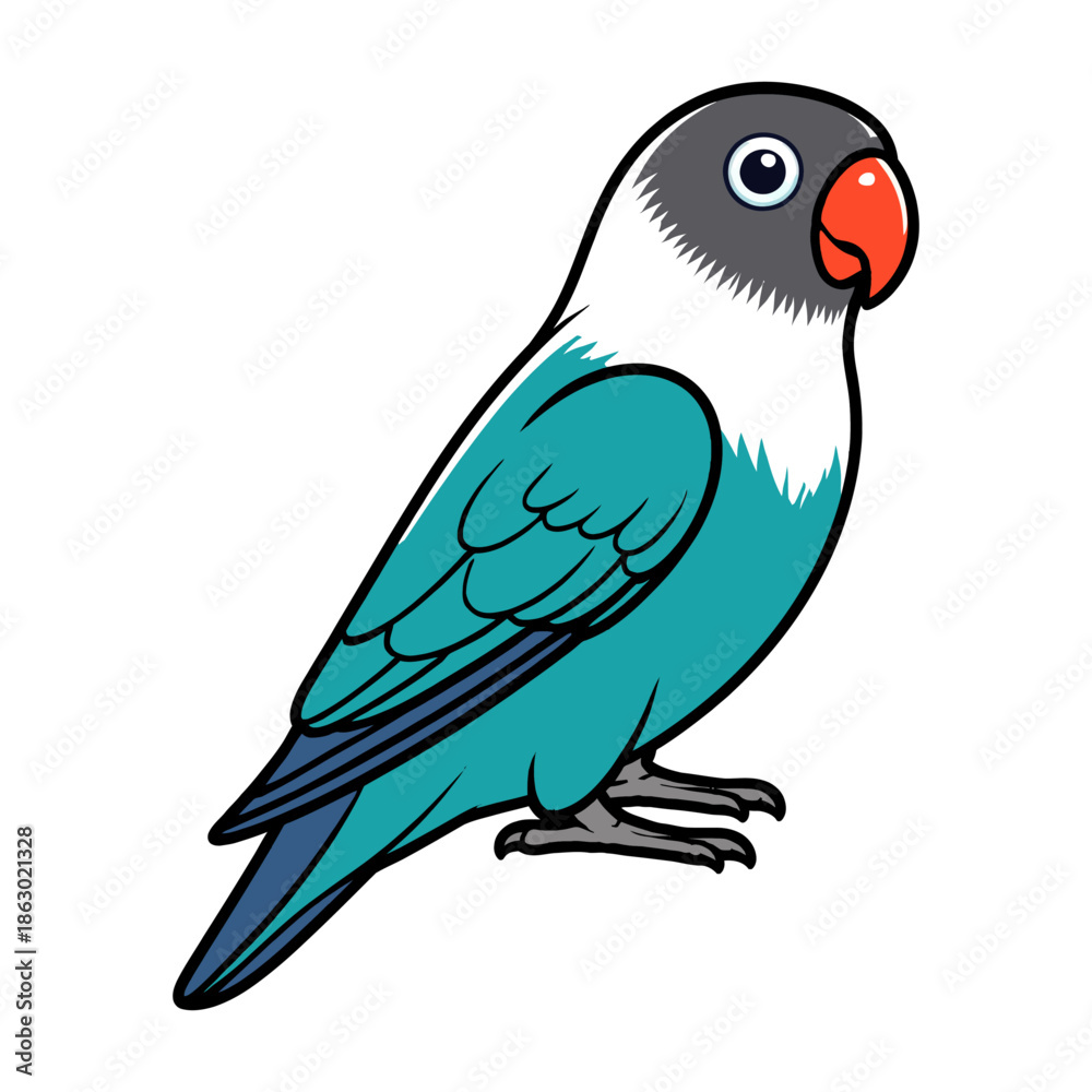 Fototapeta premium Aqua Lovebird Minimal Vector Illustration