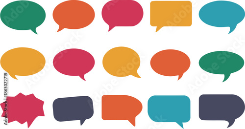 Colorful speech bubble collection for social media communication