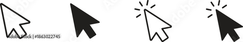 Computer mouse cursor click arrow icons in various styles