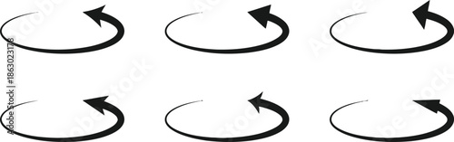 Set of circular arrows for rotation and refresh symbol