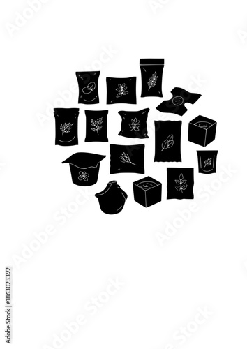 Edible Packaging Silhouette for Zero Waste Cooking and Dissolvable Food Sachet Trend 2026 Sustainable Kitchen Innovation Concept Vector