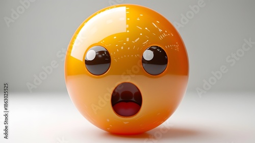 Orange Emoji Ball with Wide Open Mouth face expression Photo