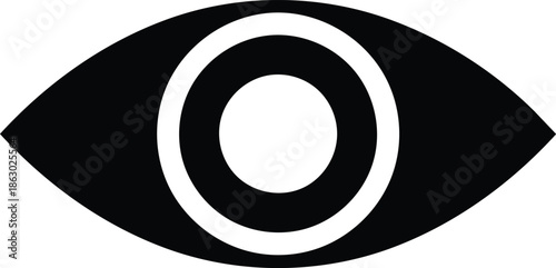 Black and white eye icon with concentric circles.