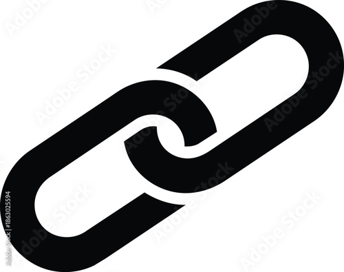 Black chain link icon representing connection and unity.