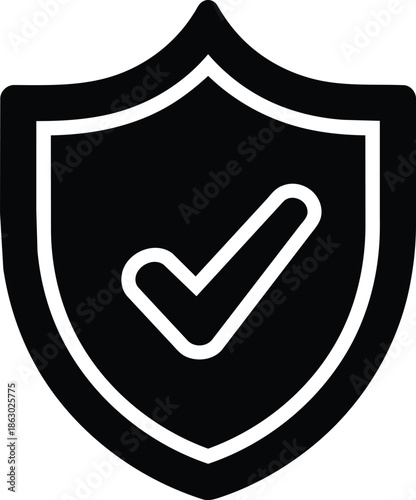 Shield with checkmark representing security and protection.