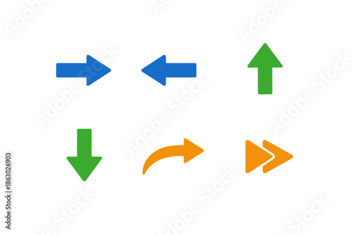 Collection of colorful directional arrows indicating movement and navigation on a white background Free Download Collection of colorful directional arrows indicating movement and navigation on a white background - GFXLoad