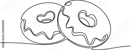 Minimalist donuts with heart shaped holes a white background food sweet