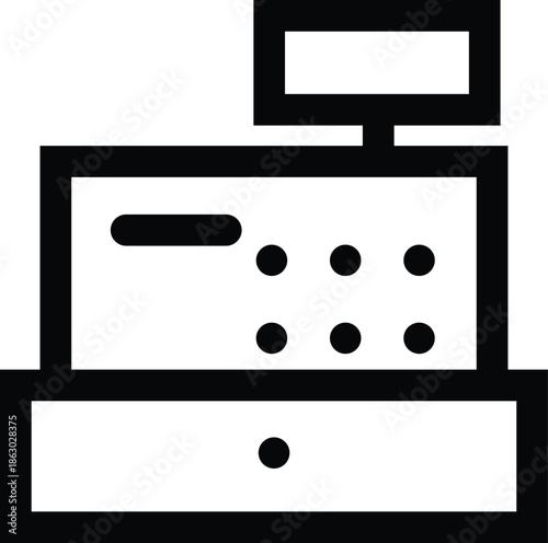 Black and white of a computer with a monitor and keyboard