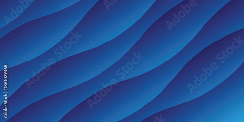 Calm Blue Abstract Wave Background With Smooth Curved Layers For Digital Design