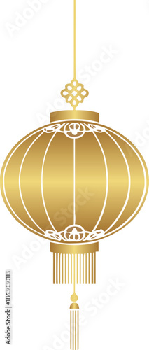 Golden Lantern Hanging from Ceiling in Cultural Setting