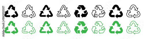 Recycle symbol collection.  Set of recycle vector icons. Vector illustration
