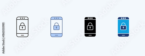 Phone Lock Multiple Icon Illustration Vector