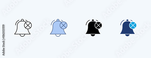 Notifications Off Multiple Icon Illustration Vector