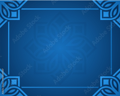 Elegant Blue Gradient Background with Ornate Geometric Frame