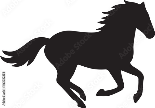 Stylized Ocean Wave Silhouette with Curling Crest and Fluid Motion in Minimalist Black Vector Design with clean white background