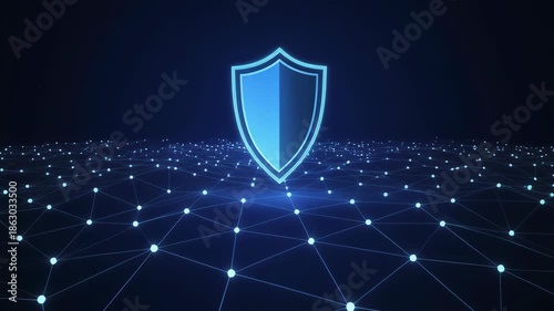 Wallpaper Mural Digital Shield Protecting Network Connections and Data Security. 4K Abstract Background Animation Video Torontodigital.ca