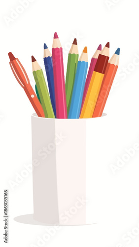 colored pencils in a cup