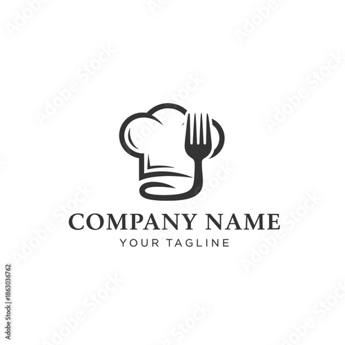 Chef Hat and Fork Logo Design.