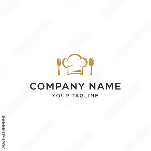 Chef Hat and Utensils Logo Design.