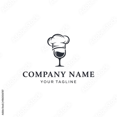 Chef Hat and Wine Glass Logo Design for Culinary and Beverage Business.