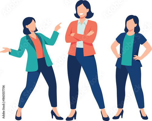 Confident professional women teamwork concept flat vector
