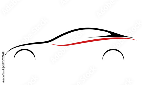  Clean Luxury Car Silhouette with Red Accent