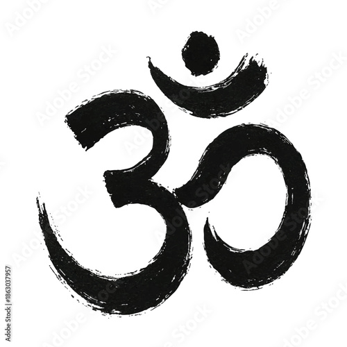Print  Om Aum Brush Symbol Vector – Spiritual Hindu Calligraphy Icon Isolated on White Background 