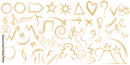 gold color random doodles