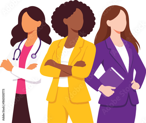 Professional women leadership concept flat vector