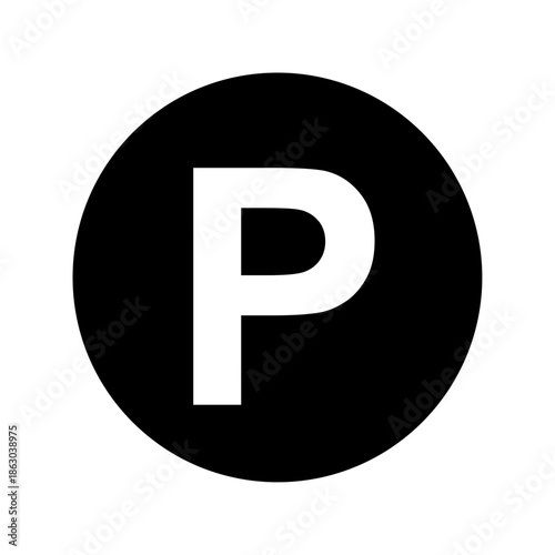 黒い丸に白いPが描かれたパーキングとポイントの多目的アイコン