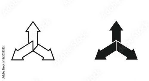 Arrows pointing in different directions with contrasting colors