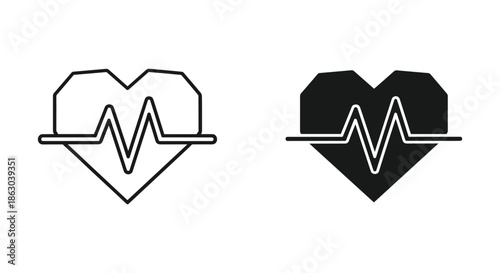 Heart rate logo design with heartbeat line