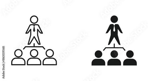 Leadership and teamwork concept with simple icons