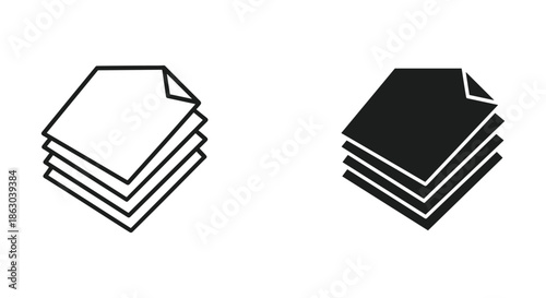 Stack of paper illustration with white and black color