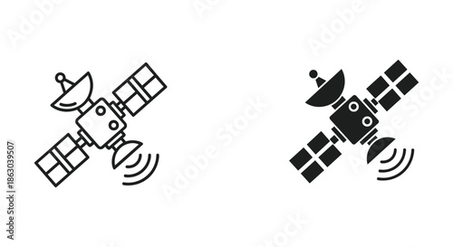 Satellite icons for communication and technology