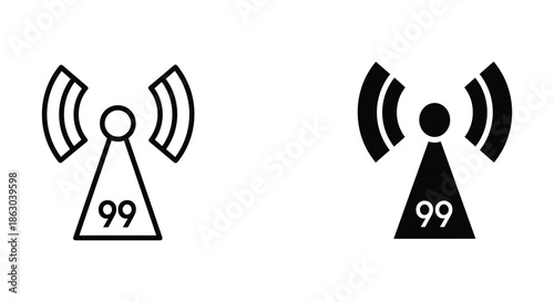 Cell tower signal strength indicator with 99 notifications