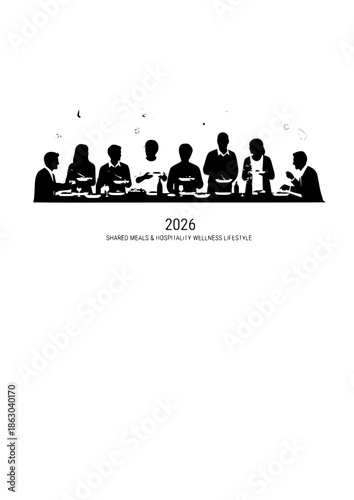 Human Connection Silhouette for Social Gathering and Community Dining Trend 2026 Shared Meals and Hospitality Wellness Lifestyle Concept Vector