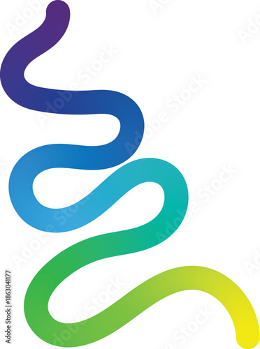 Color Gradient Swirl Shape. Abstract Graphic with Wavy Line in Rainbow Colors. Colorful Fluid Wave Pattern. Squiggly Design Elemen