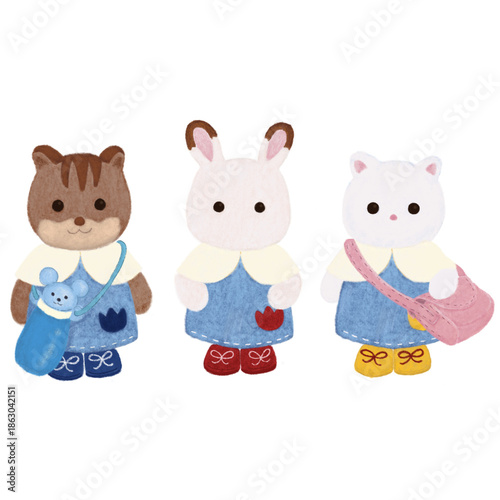 Photos sylvanian families nursery friends, grace, luke, bonnie in uniform PNG cute anim