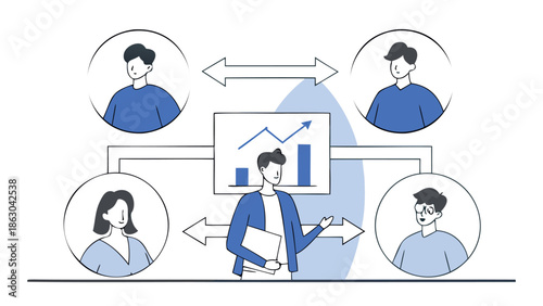 Businessman presenting data to engaged colleagues in modern office setting
