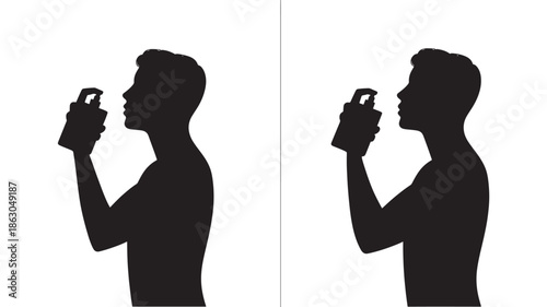 Man Drinking from Bottle Silhouette